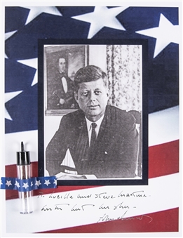 President John F. Kennedy Authentic Lock of Hair Display With Facsimile Signature (White House Barber Family Provenance)